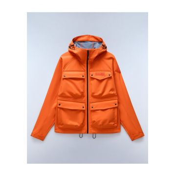 Jacheta impermeabila cu gluga si buzunare aplicate Rivalto -