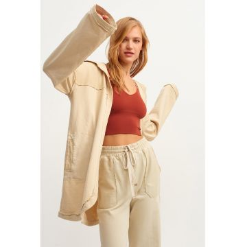 Jacheta lejera din bumbac - Maro camel