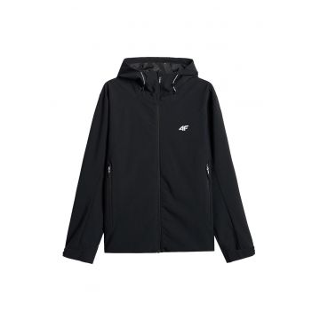 Jacheta sport  neagra - impermeabila - cu gluga ajustabila - pentru barbati -