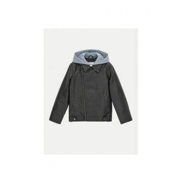 Geaca baieti -  imitatie de piele - neagra