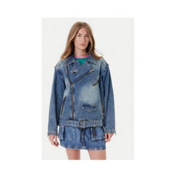Geaca biker din denim - cu aspect supradimensionat