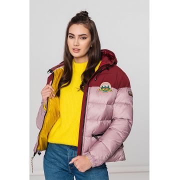 Geaca cu vatelina si gluga Alay - Rosu inchis/Lila