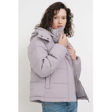 Geaca cu vatelina si gluga - Lila pal