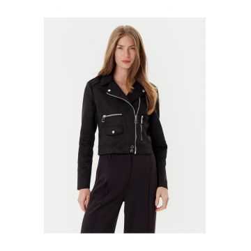 Geaca din imitatie de piele pentru femei - Negru