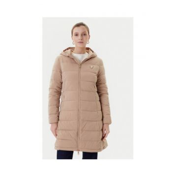 Geaca lunga cu fermoar - gluga si vatelina