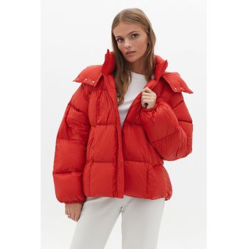 Geaca matlasata cu vatelina si gluga - Coral