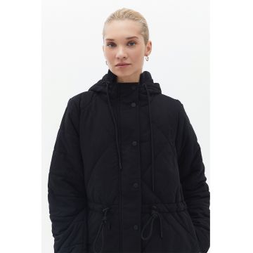 Geaca parka cu aspect matlasat - Negru