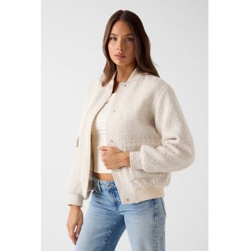 Jacheta bomber din tuid - Crem
