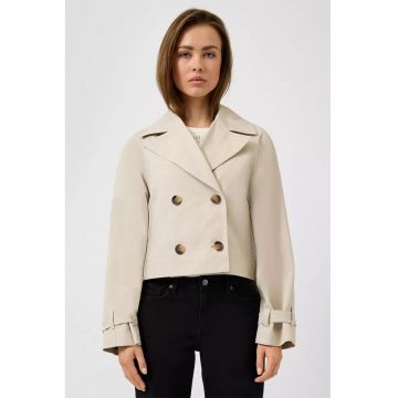 Jacheta crop cu doua randuri de nasturi - Bej