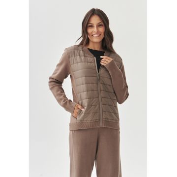 Jacheta cu fermoar si aspect matlasat - Maro camel