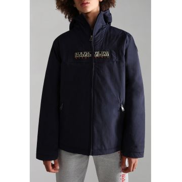 Jacheta cu fermoar si broderie logo - Bleumarin