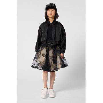 Jacheta cu fermoar si logo pe partea din spate - Negru