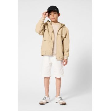 Jacheta cu gluga si buzunare pe piept - Bej