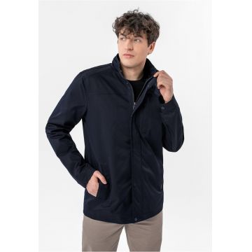 Jacheta de primavara barbati - cu guler inalt si fermoar - buzunar pe piept - croiala dreapta -  J-Arns - albastru marin - Albastru marin