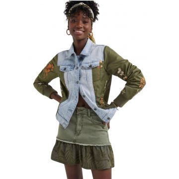 Jacheta din denim cu broderie Port Beach -