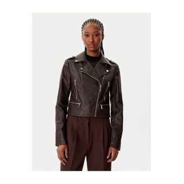 Jacheta din imitatie de piele pentru femei  maro