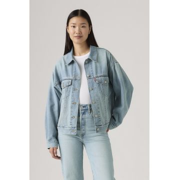 Jacheta relaxed fit din denim 90's Trucker - Albastru lavanda