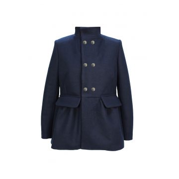 Palton din amestec de lana Celine - Bleumarin