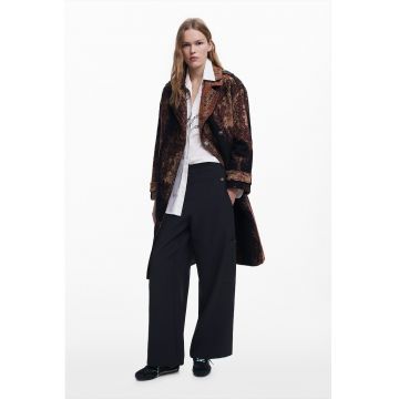 Palton lejer cu model abstract - Maro inchis