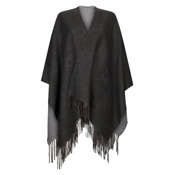 Poncho cu franjuri - Gri