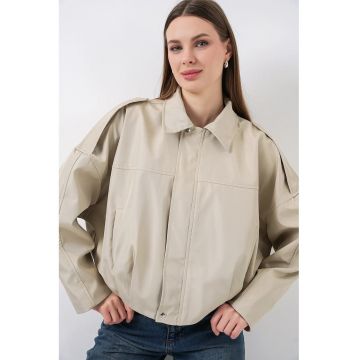 Geaca bomber dama  poliester - bej