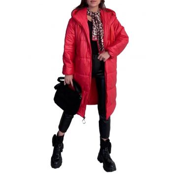 Geaca dama -  groasa - rosie - textil -
