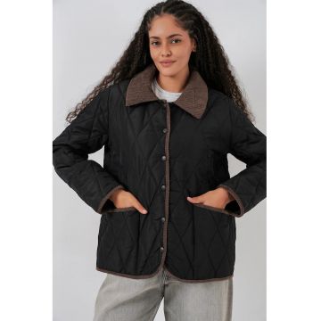 Geaca dama -  textil - negru/maro - Negru