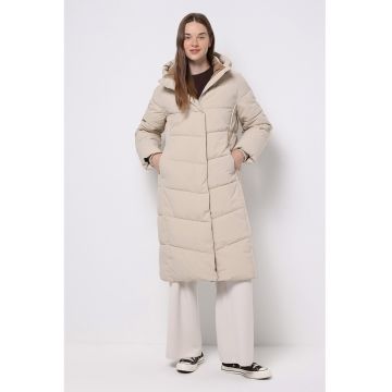 Geaca lunga cu buzunare - Crem