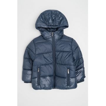 Geaca matlasata cu gluga - Albastru petrol