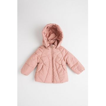 Geaca matlasata cu vatelina si gluga detasabila - Roz prafuit