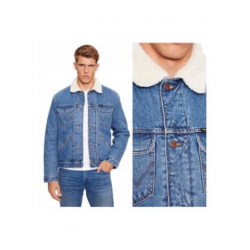 Jacheta Barbati -  124MJ SHERPA - Regular Fit - Design Clasic - Maneci Lungi - 2 Buzunare - Cu Nasturi - Bumbac - 3XL INTL - Albastru