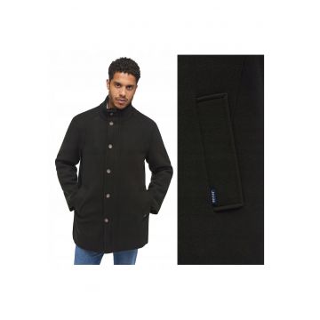 Jacheta Barbati -  David Winter Coat - Regular Fit - Design Clasic - Maneci Lungi - 2 Buzunare - Cu Nasturi - Bumbac - 2XL INTL - Negru
