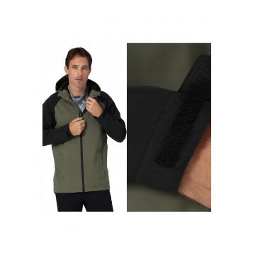 Jacheta Barbati -  Rain Jacket - Regular Fit - Design Clasic - Maneci Lungi - 2 Buzunare - Cu Fermoar - Bumbac - M INTL - Verde