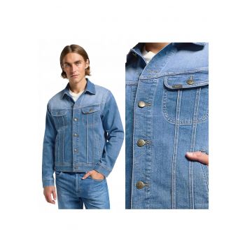 Jacheta Barbati -  Rider Jacket - Regular Fit - Design Clasic - Maneci Lungi - 2 Buzunare - Cu Nasturi - Bumbac - 2XS INTL - Albastru