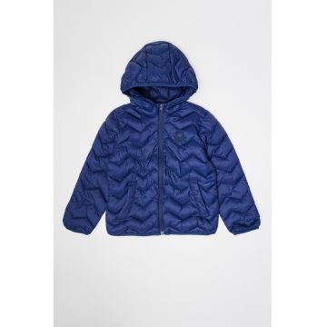 Jacheta cu gluga si aspect matlasat - Bleumarin