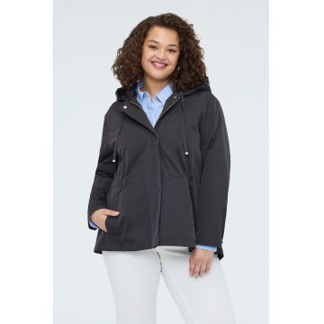 Jacheta cu gluga si garnituri cu strasuri - Gri inchis