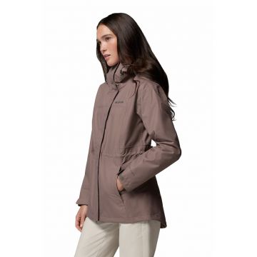 Jacheta cu gluga si talie ajustabila pentru drumetii Hikebound - Maro pamantiu