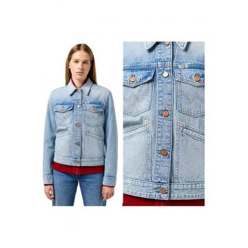 Jacheta Dama -  Heritage Jacket - Regular Fit - Design Clasic - Maneci Lungi - 2 Buzunare - Cu Nasturi - Bumbac - M INTL - Albastru