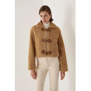 Jacheta dama -  Relaxed Fit Sherpa - Maro - Poliester