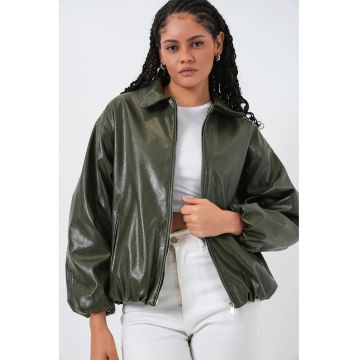 Jacheta dama  supradimensionata kaki - Kaki