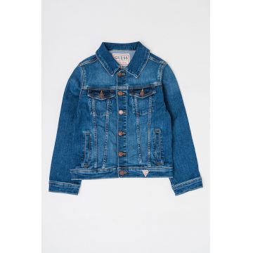 Jacheta din denim cu buzunare frontale - Albastru melange