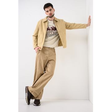 Jacheta din denim cu fermoar - Bej