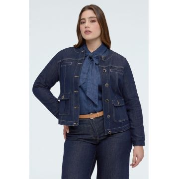 Jacheta din denim cu nasturi - Bleumarin