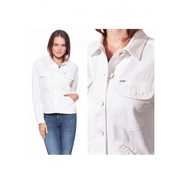 Jacheta Din Denim -  Jacheta Retro - Croiala Regulara - Inchidere: Nasturi - Compozitie Material: 100% Bumbac - Numar De Buzunare: 4 - M - Alb - 1 Bucata