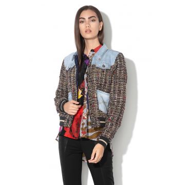 Jacheta din tuid si denim - din amestec de lana Valais - Multicolor