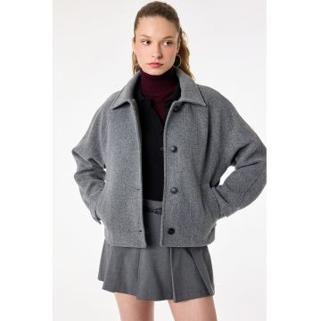 Jacheta lejera cu buzunare oblice - Gri melange