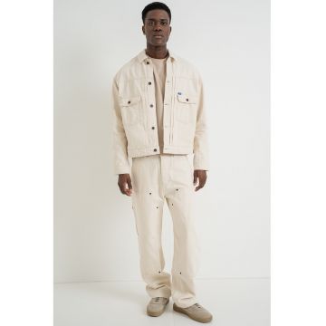 Jacheta relaxed fit de denim - Crem