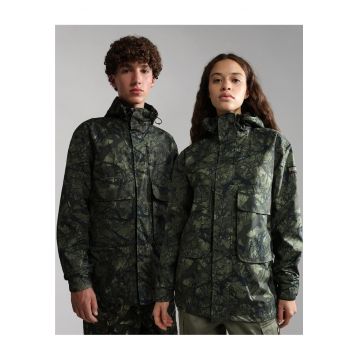 Jacheta unisex cu model camuflaj si guler inalt Firewood -