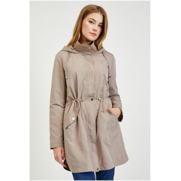 Jacheta usoara cu gluga si talie ajustabila - Maro taupe