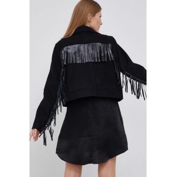 Dkny Geacă ramones femei, culoarea negru, de tranzitie